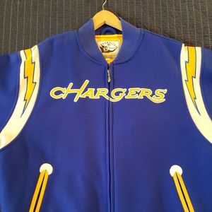 Mitchell and Ness blue chargers throwback jacket